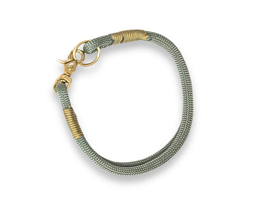 Country-green country-style rope dog collar, 8 mm weather-proof PPM cord, brass hardware, hand-spliced & whipped, durable handmade pet accessory