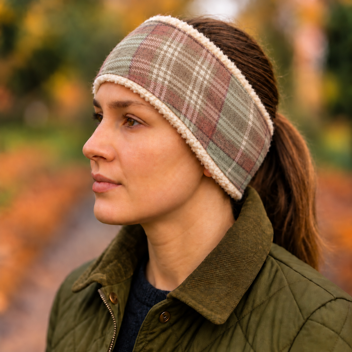 ladies tweed headband with fleece inner collared creatures