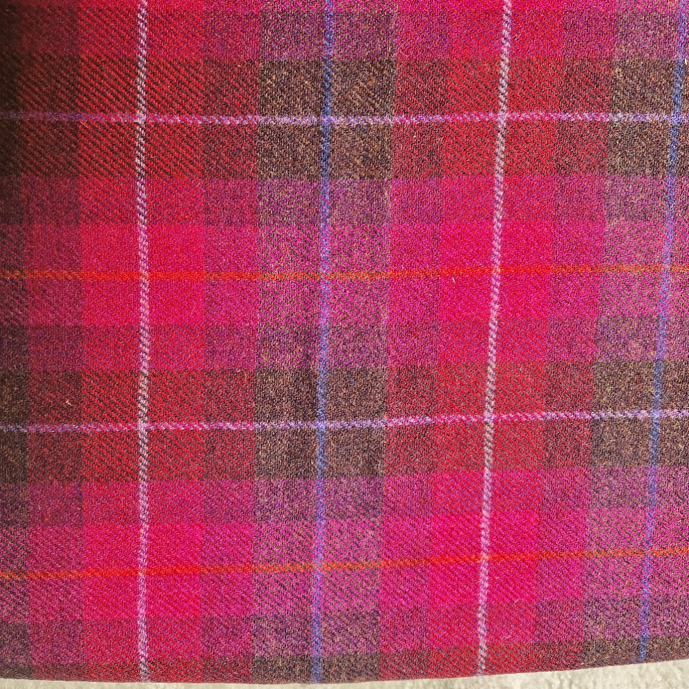 Deep Fuchsia Check - Buckle Fastening Luxury Harris Tweed Dog Collar