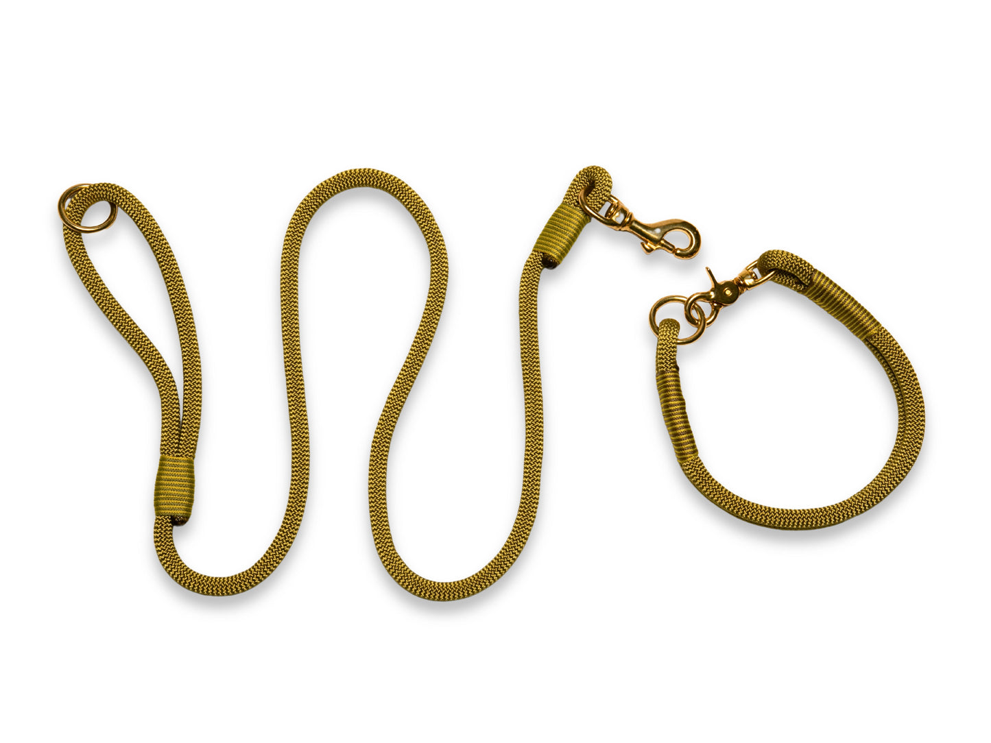 Golden Treasure Handmade Rope Dog Collar with Whipping by Collared Creatures. Luxury Designer Rope Dog Collar Made in the UK.