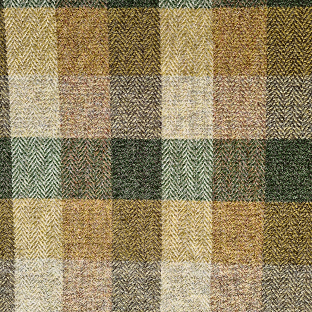 Green Block Herringbone - Buckle Fastening Luxury Harris Tweed Dog Collar