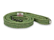 Collared Creatures Handmade Green Herringbone Harris Tweed Luxury Dog Lead. Vibrant Heritage Design. Durable and Stylish Dog Lead.