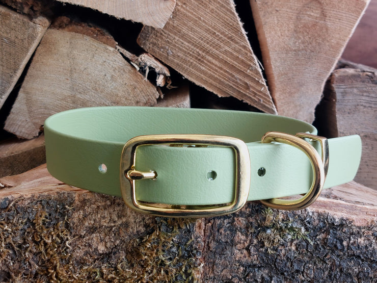 Guacamole Green Waterproof Biothane Dog Collar Handmade in Yorkshire