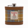 Mustard & Blue Check Harris Tweed Hip Flask Gift Set