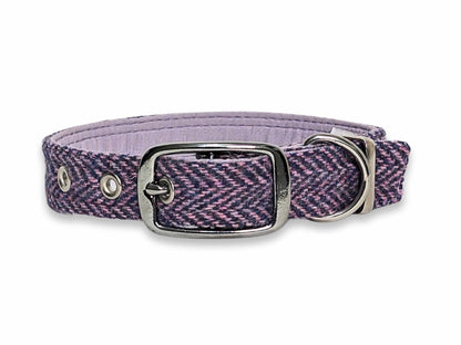 Lilac & Blue Luxury Harris Tweed Dog Collar by Collared Creatures - Luxury Bespoke Harris Tweed Buckle Dog Collar, Durable & Stylish, Made in Britain, Available in Multiple Sizes
