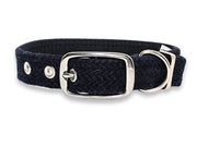 Midnight Blue Herringbone Luxury Harris Tweed Dog Collar by Collared Creatures - Traditional Luxury Bespoke Harris Tweed Dog Collar UK, Stylish Design, Available in Multiple S/M/L/XL
