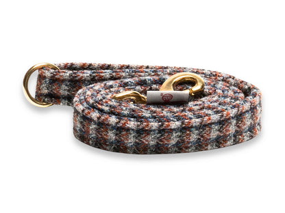 Multi-check Blue, Orange & Grey Luxury Harris Tweed Dog Collar by Collared Creatures - Bespoke Harris Tweed Dog Collar Made in the UK, Durable & Stylish, Available in Multiple Sizes 