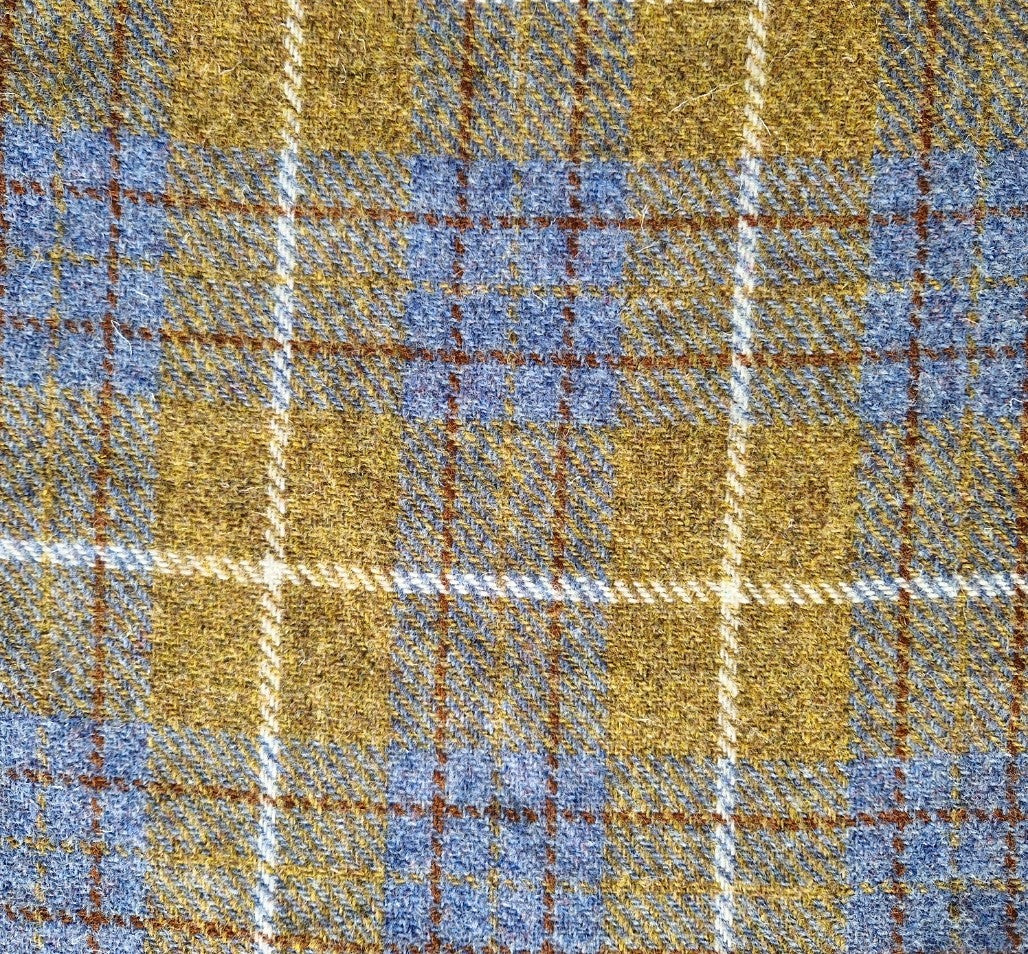 Mustard & Blue Check Luxury Harris Tweed Dog Lead