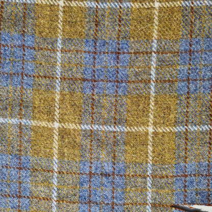 Mustard & Blue Check - Buckle Fastening Luxury Harris Tweed Dog Collar