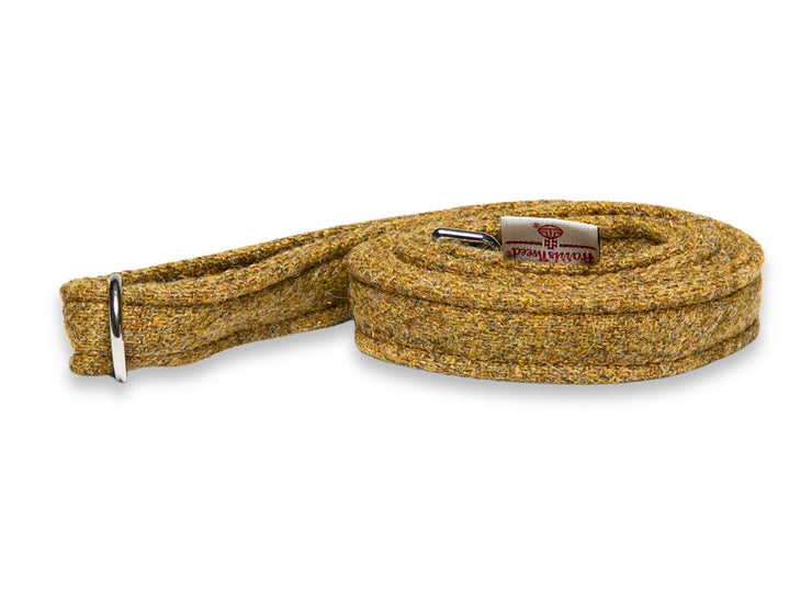 Mustard Twill Luxury Harris Tweed Dog Lead Handmade by Collared Creatures in the UK. Heritage Tweed Design - Stylish & Durable. Pair With a Matching Harris Tweed Dog Collar.