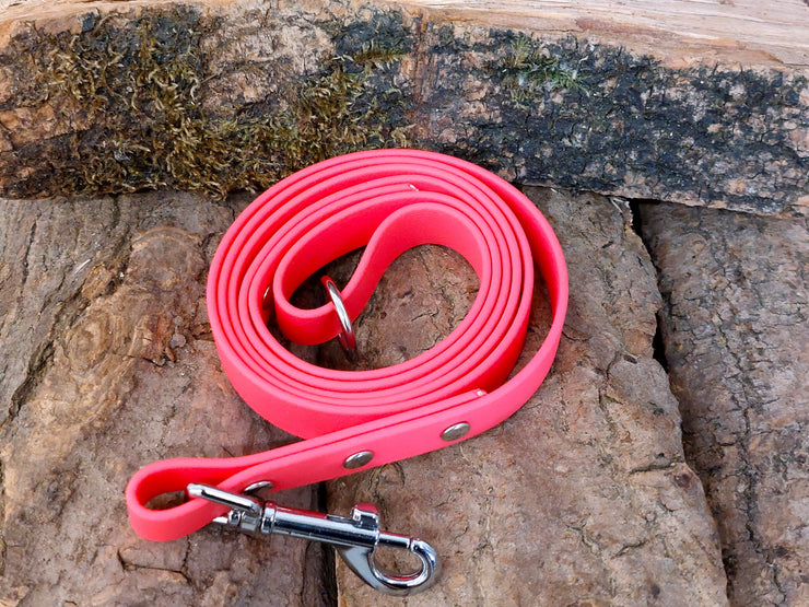 Neon Pink Waterproof Biothane Dog Lead Handmade in Yorkshire