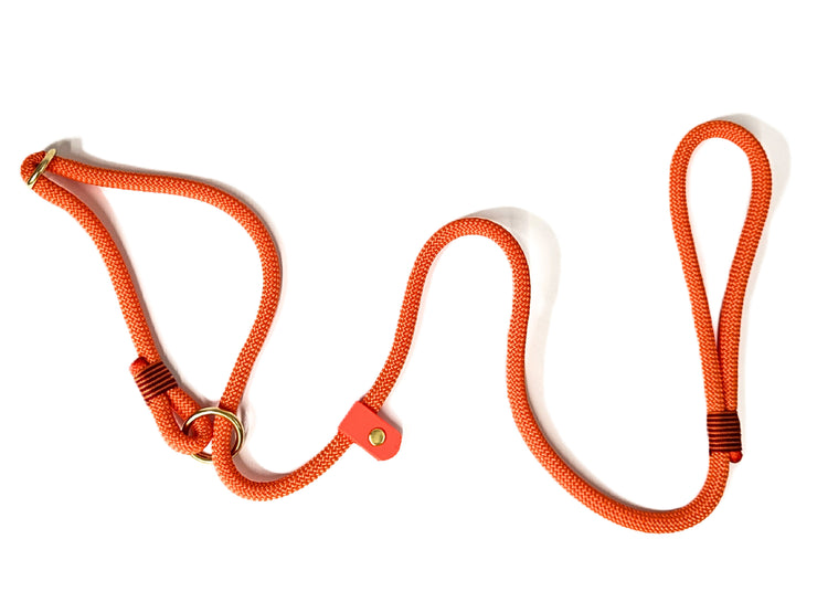  Neon Orange  Handmade Rope Slip or Clip lead. Highest Quality Handmade Rope Dog Lead Made in the UK by Collared Creatures.