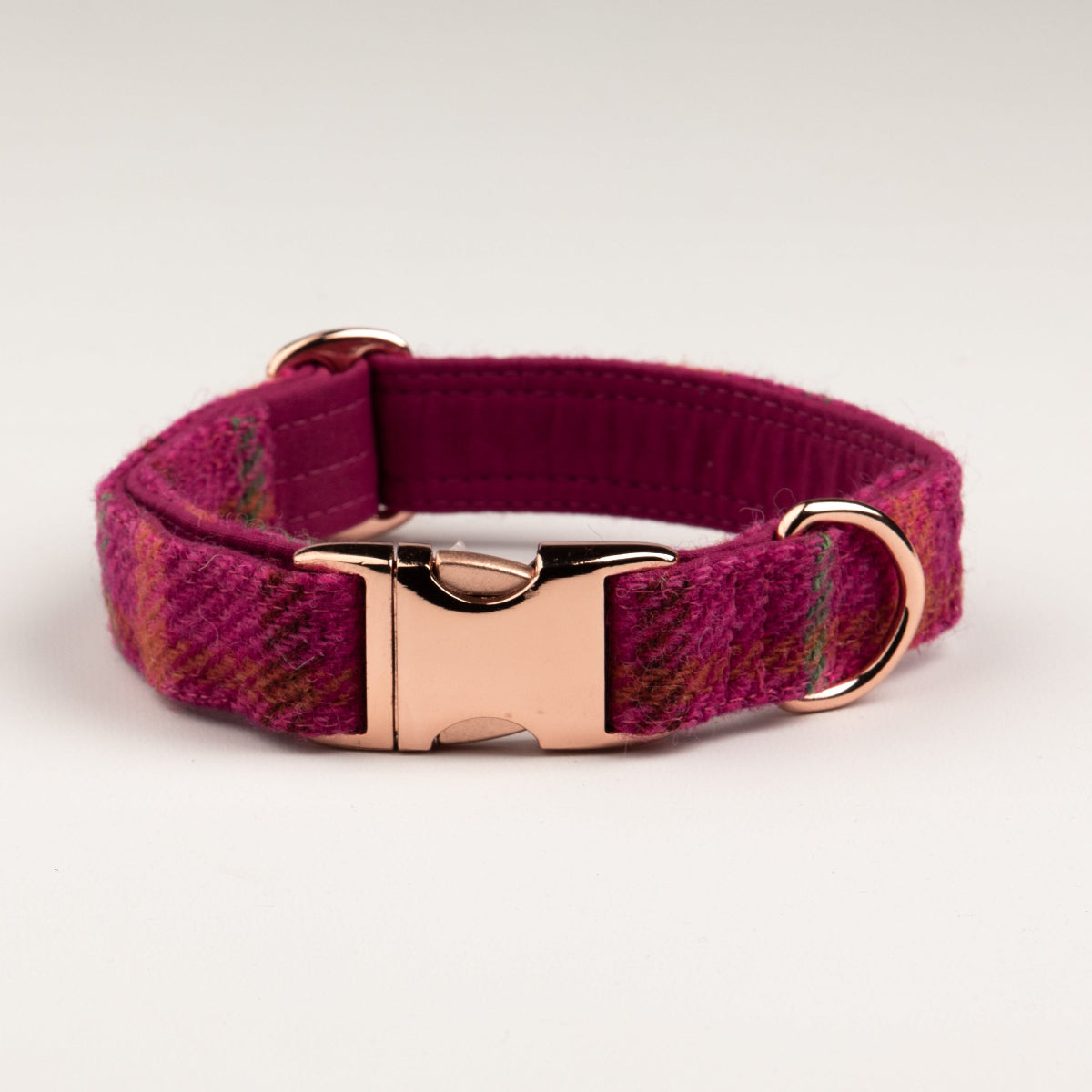 Cerise Check Luxury Harris Tweed Dog Collar/collared creatures