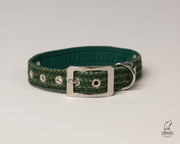 Dashes Of Green -Buckle Fastening Luxury Harris Tweed Dog Collar/collared creatures