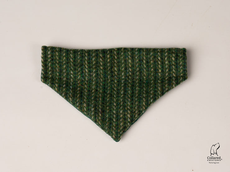 Dashes Of Green -Buckle Fastening Luxury Harris Tweed Dog Collar