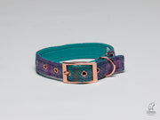 Teal & Lilac Check-Buckle Fastening Luxury Harris Tweed Dog Collar/collared creatures