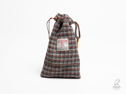 Collared Creatures Blue & Orange Multi Check Luxury Harris Tweed Dog Treat bag