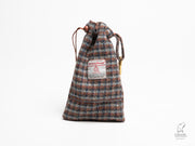 Collared Creatures Blue & Orange Multi Check Luxury Harris Tweed Dog Treat bag