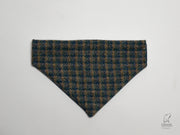 Yellow & Blue Small Check Harris Tweed Luxury Dog Collar-Buckle Fastening