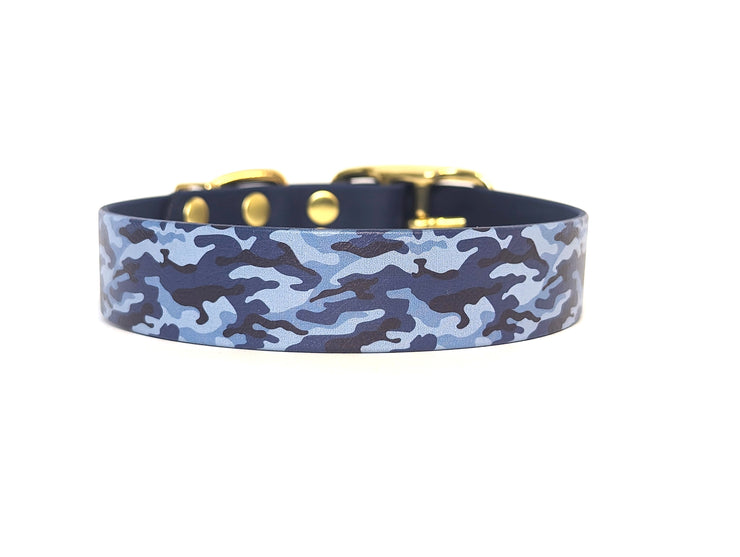 Blue Camouflage Printed Waterproof Biothane Dog Collar