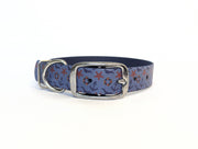 Blue Anchors Printed Waterproof Biothane Dog Collar /collared creatures