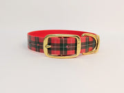 Christmas Red & Green check Printed Waterproof Biothane Dog Collar/collaredcreatures