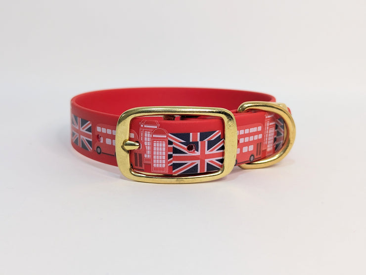 Posing Pheasants on Beige Printed Waterproof Biothane Dog Collar/collared ceatures