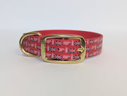 London Town small pattern Red  Printed Waterproof Biothane Dog Collar/collared creatures