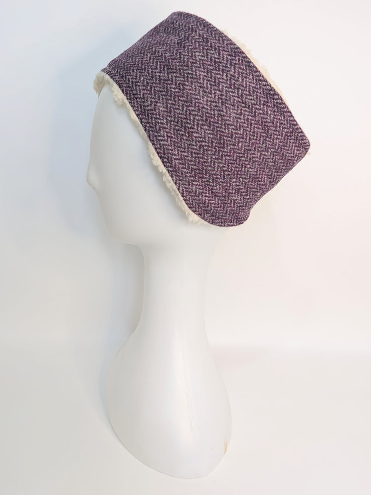 Magenta & Grey  Luxury Harris Tweed Dog Collar