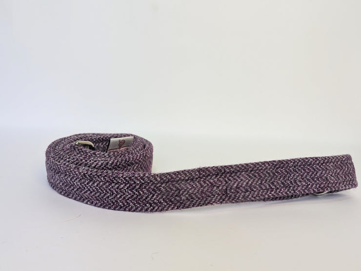 Collared Creatures Magenta & Grey Herringbone Harris Tweed Dog Lead