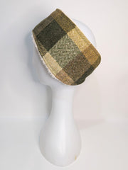 Green Block Herringbone Luxury Harris Tweed Headband/collared creatures
