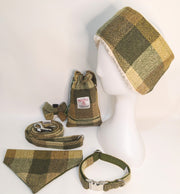 Green Block Herringbone Luxury Harris Tweed Dog Accessories