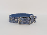 Blue Grey Check-Buckle Fastening Luxury Harris Tweed Dog Collar?collared creatures