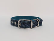 Teal with a touch of blue-Buckle Fastening Luxury Harris Tweed Dog Collar collared creatures