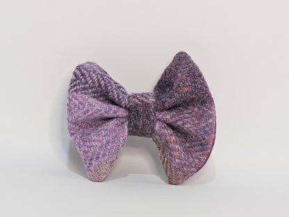 Pretty Pink Block Herringbone Check - Buckle Fastening Luxury Harris Tweed Dog Collar