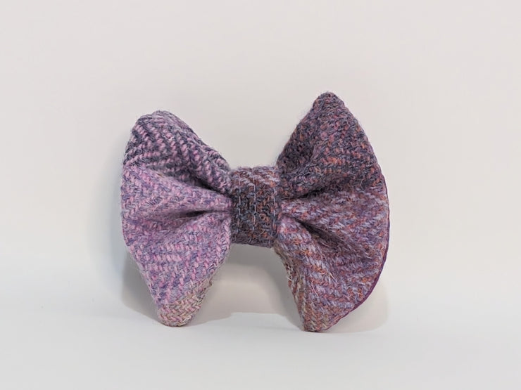 Pretty Pink Block Herringbone Check  -Buckle Fastening Luxury Harris Tweed Dog Collar