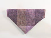 Pretty Pink Block Herringbone Check  -Buckle Fastening Luxury Harris Tweed Dog Collar