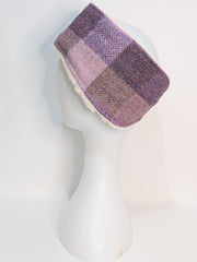 Pretty Pink Block Herringbone Check  -Buckle Fastening Luxury Harris Tweed Dog Collar