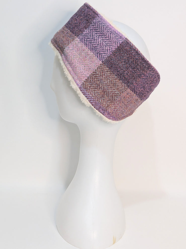 Pretty Pink Block Herringbone Check  -Buckle Fastening Luxury Harris Tweed Dog Collar