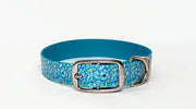 Turqouise Triangles on Teal Printed Waterproof Biothane Dog Collar/collared creatures