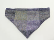 Lavender Block Check -Buckle Fastening Luxury Harris Tweed Dog Collar