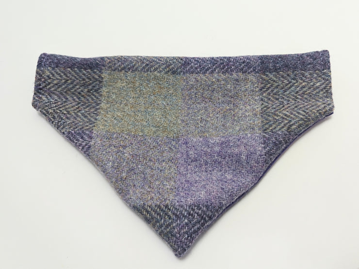 Lavender Block Check -Buckle Fastening Luxury Harris Tweed Dog Collar