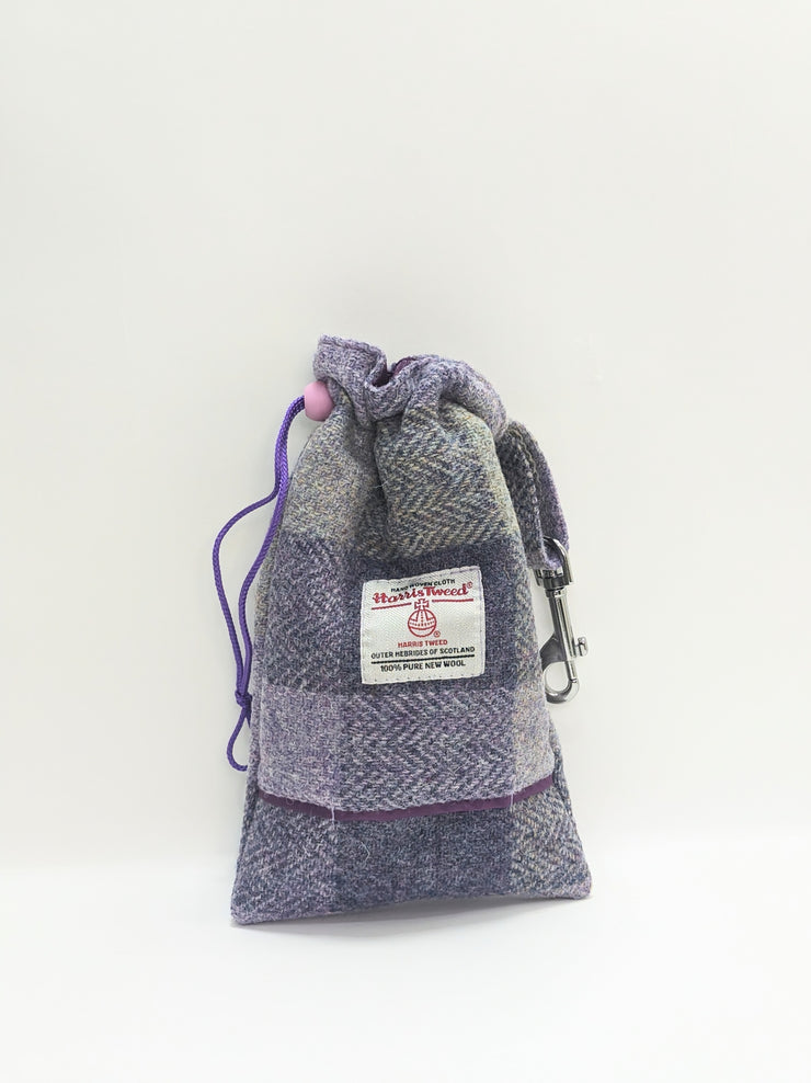 Lavender Block Check -Buckle Fastening Luxury Harris Tweed Dog Collar