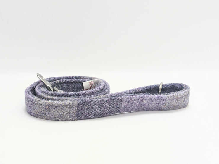 Lavender Block Check -Buckle Fastening Luxury Harris Tweed Dog Collar