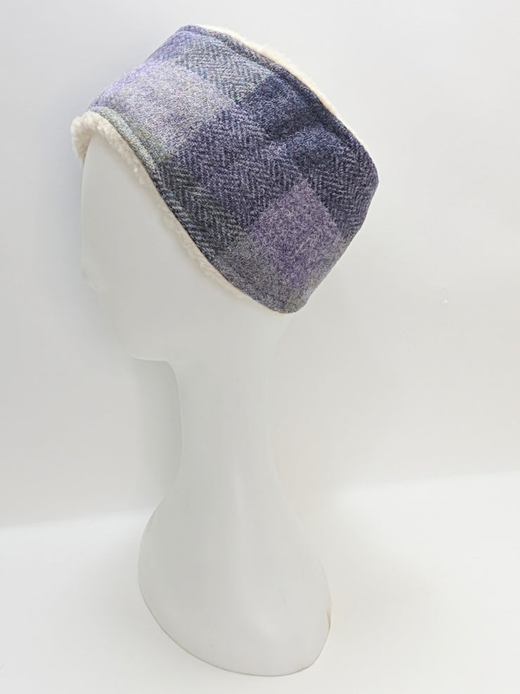 Lavender Block Check Ladies Harris Tweed Headband /collared creatures