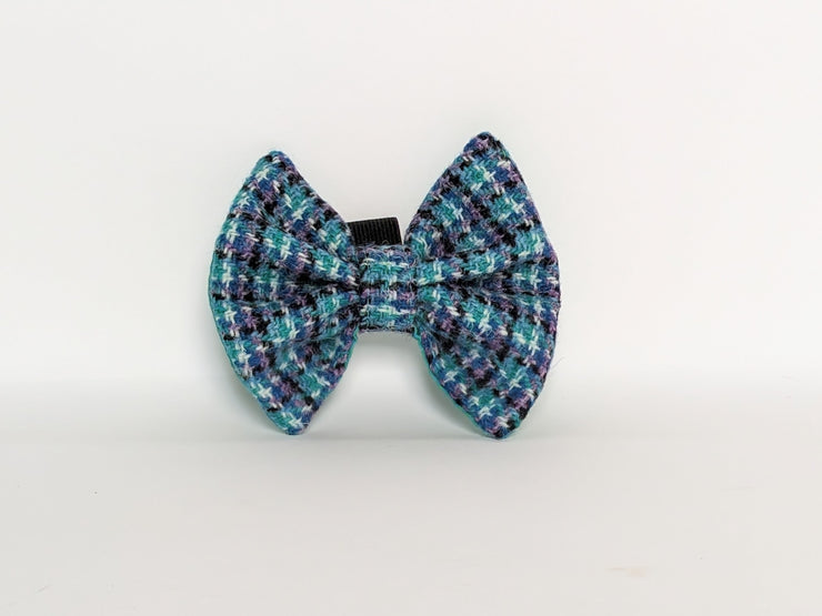&nbsp;Collared Creatures Teal Lilac &amp; Black Check Luxury Harris Tweed Dog Bandana /collared creatures