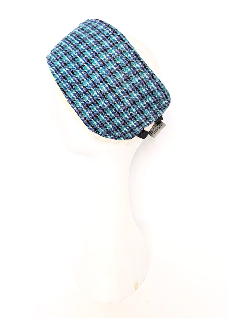 Collared Creatures Teal Lilac and Black Check Ladies Harris Tweed Headband