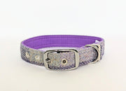 Collared Creatures Lavender Block Check Buckle Fastening Harris Tweed Luxury Dog Collar  This Collar is a Buckle f
