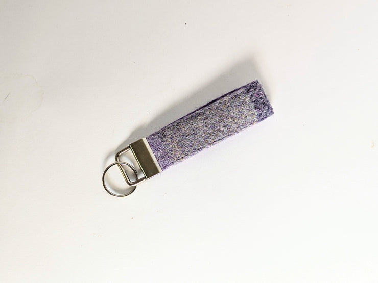 Lavender Block Check Luxury Handmade Harris Tweed Keyrings / Key Fobs