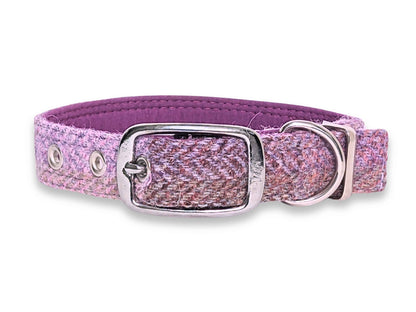 Pretty Pink Block Herringbone Luxury Harris Tweed Dog Collar by Collared Creatures - Luxury Harris Tweed Buckle Dog Collar, Machine Washable, Durable & Stylish, Available in Multiple Sizes